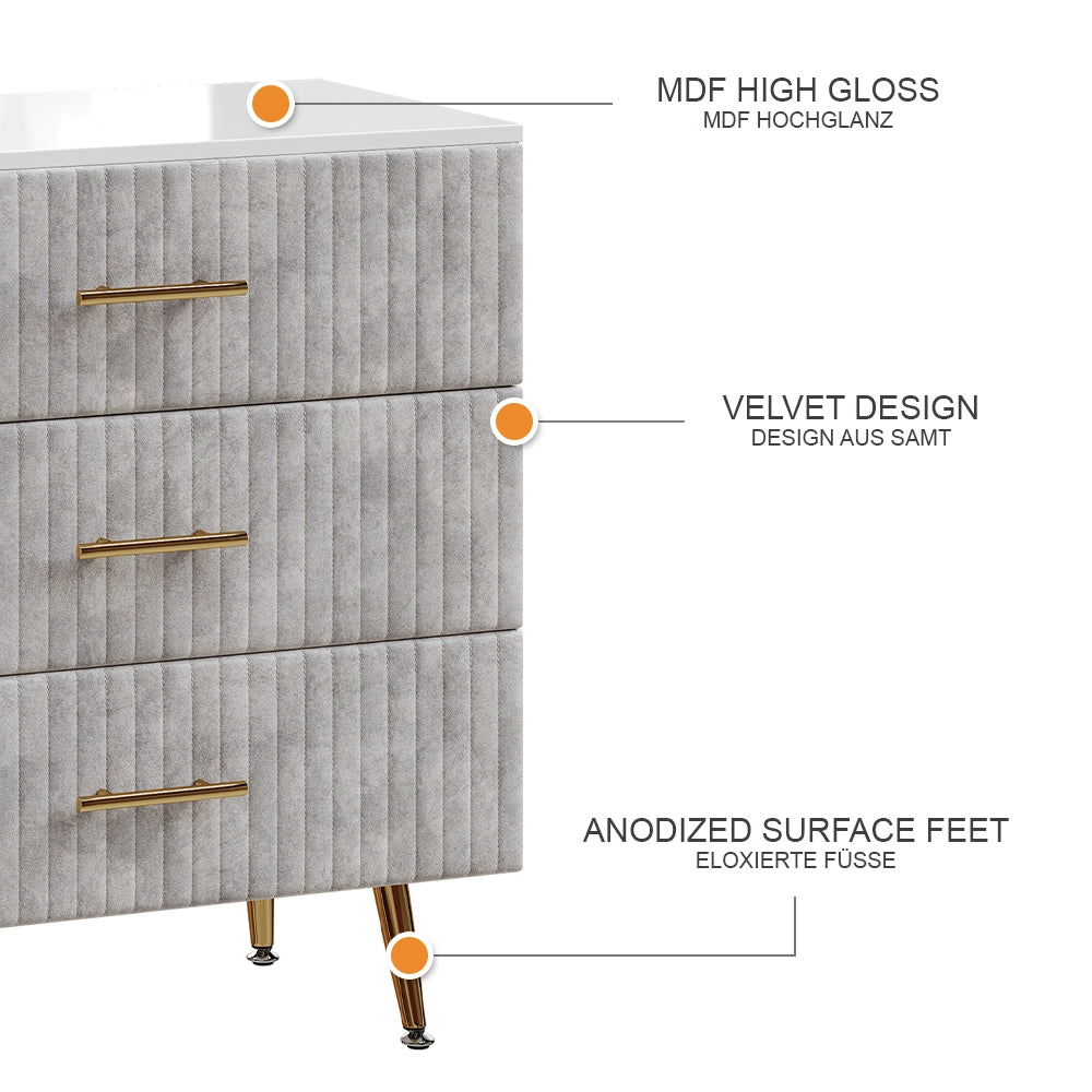 Vicco Cassettiera Grigio 70 x 78.5 cm con 3 cassetti