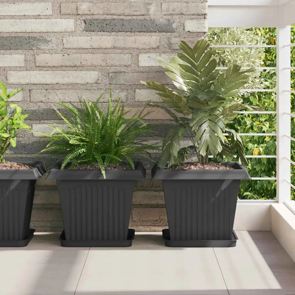 Vaso quadrato per fiori 24 pcs Nero 33 x 33 x 26 cm Plastica