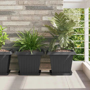 Vaso quadrato per fiori 24 pcs Nero 33 x 33 x 26 cm Plastica