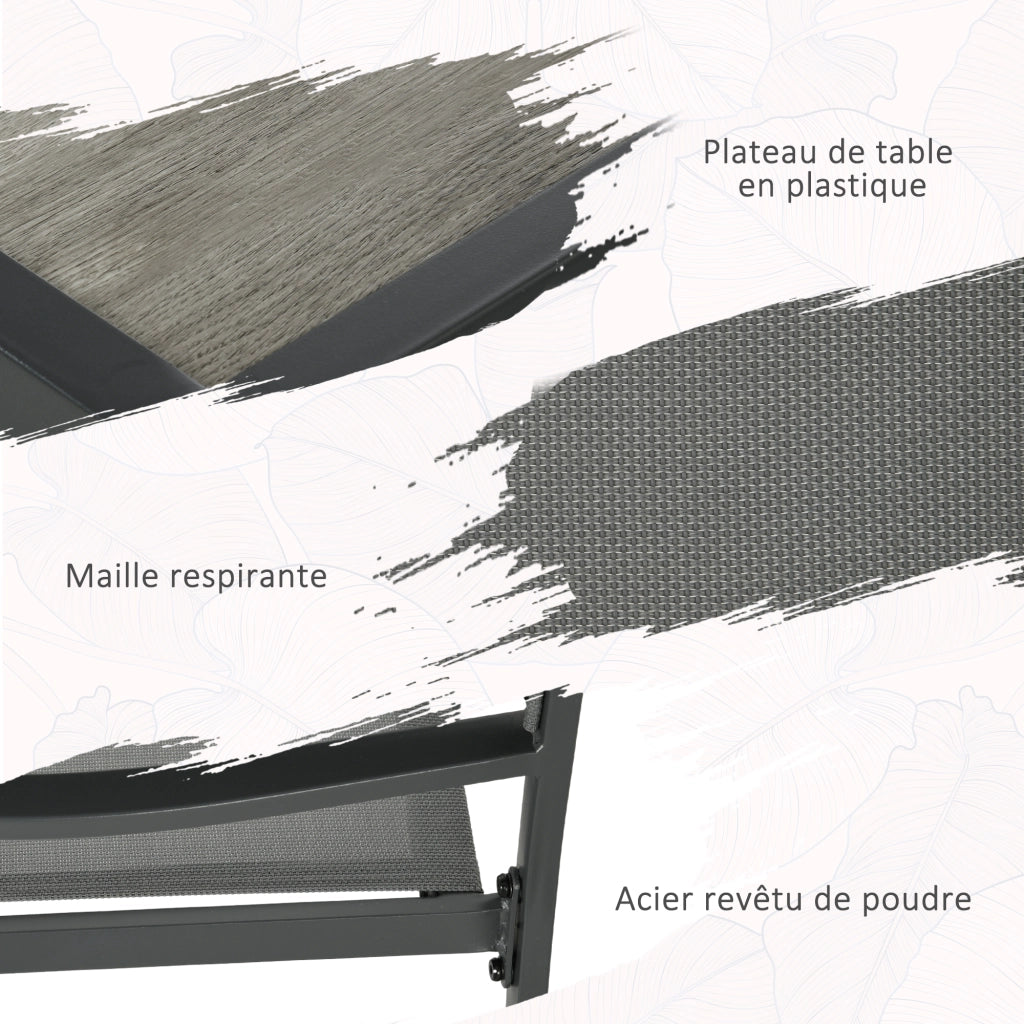 Set da pranzo giardino 7 pezzi ¨C Minimal ¨C tavolo e 6 sedie pieghevoli metallo textilene grigio scuro