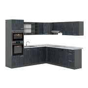 Cucina angolare completa R-Line Calce nera/Antracite 247 x 237 cm PL Marmo Vicco