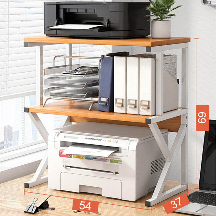 Scaffale da Scrivania Multiuso 3 Ripiani 54x37x69 cm per Stampante Ufficio in MDF Legno e Bianco