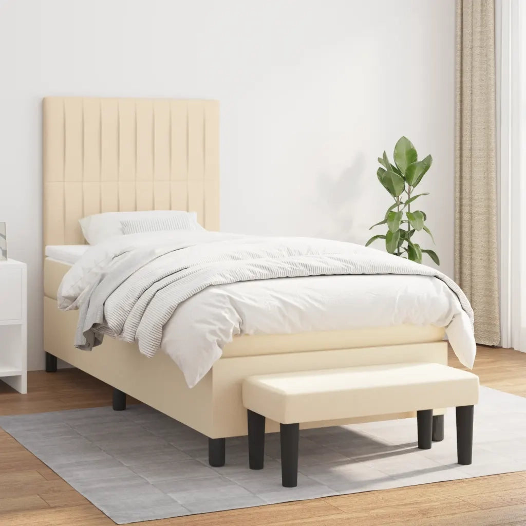 Giroletto a Molle con Materasso Crema 90x190 cm in Tessuto