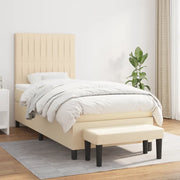 Giroletto a Molle con Materasso Crema 90x190 cm in Tessuto