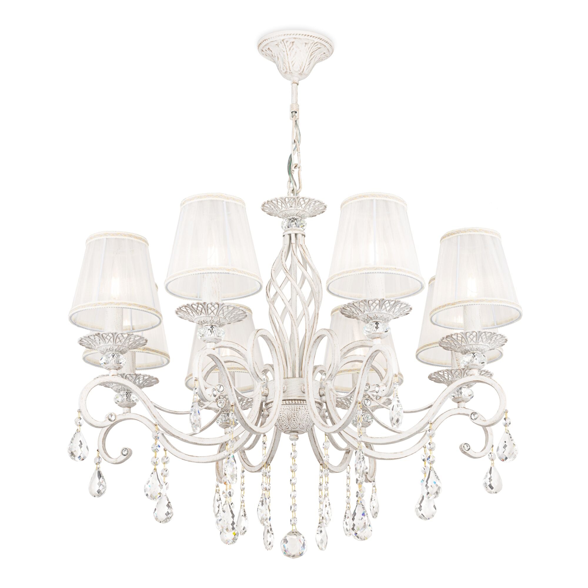Lampadario Elegant in Metallo Grace Bianco con Oro