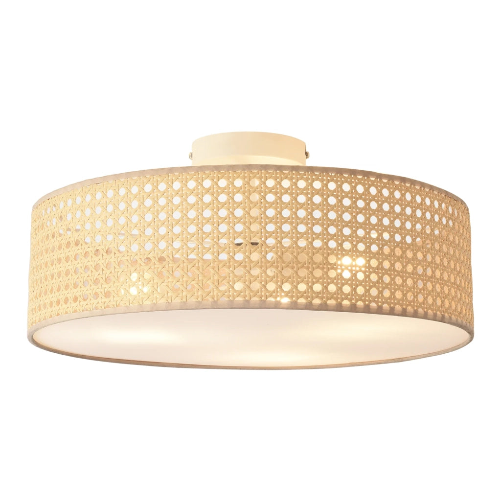 Lampada da soffitto con 3 attacchi E27 effetto rattan bianco 03_0010265