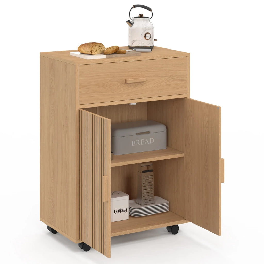 IDMarket - Credenza JULIETTE con cassetto in legno effetto doghe L.60 cm