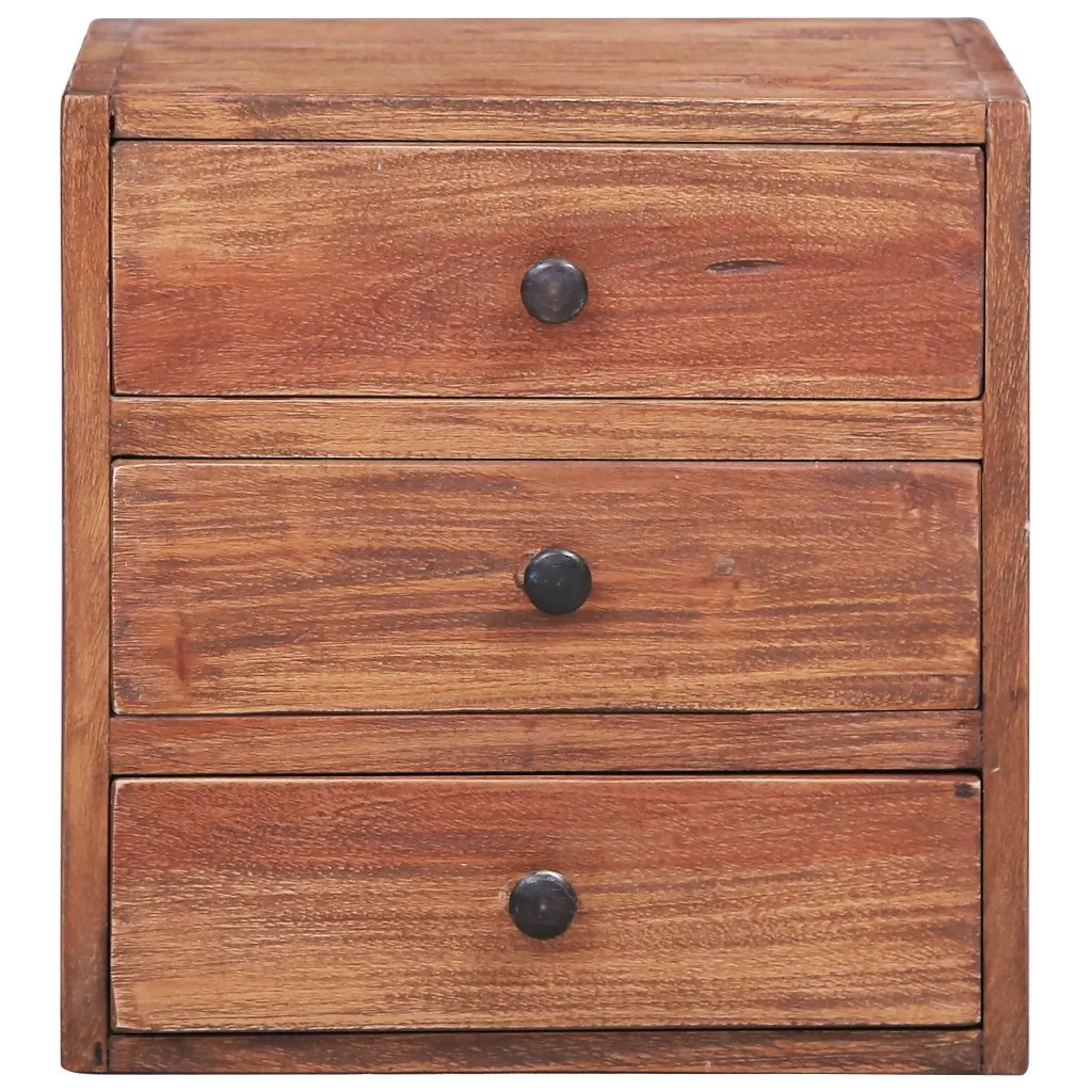 Comodino con 3 Cassetti 35x25x35 cm Legno Massello di Mogano 283938