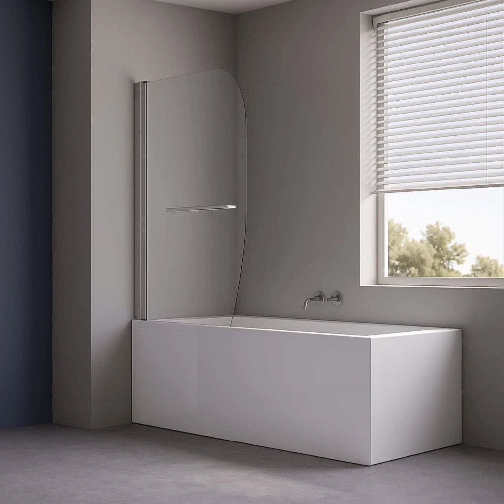Parete sopra vasca anta singola vetro temperato 140x90cm orientabile 180 gradi *** tipo di cristallo trasparente, con...