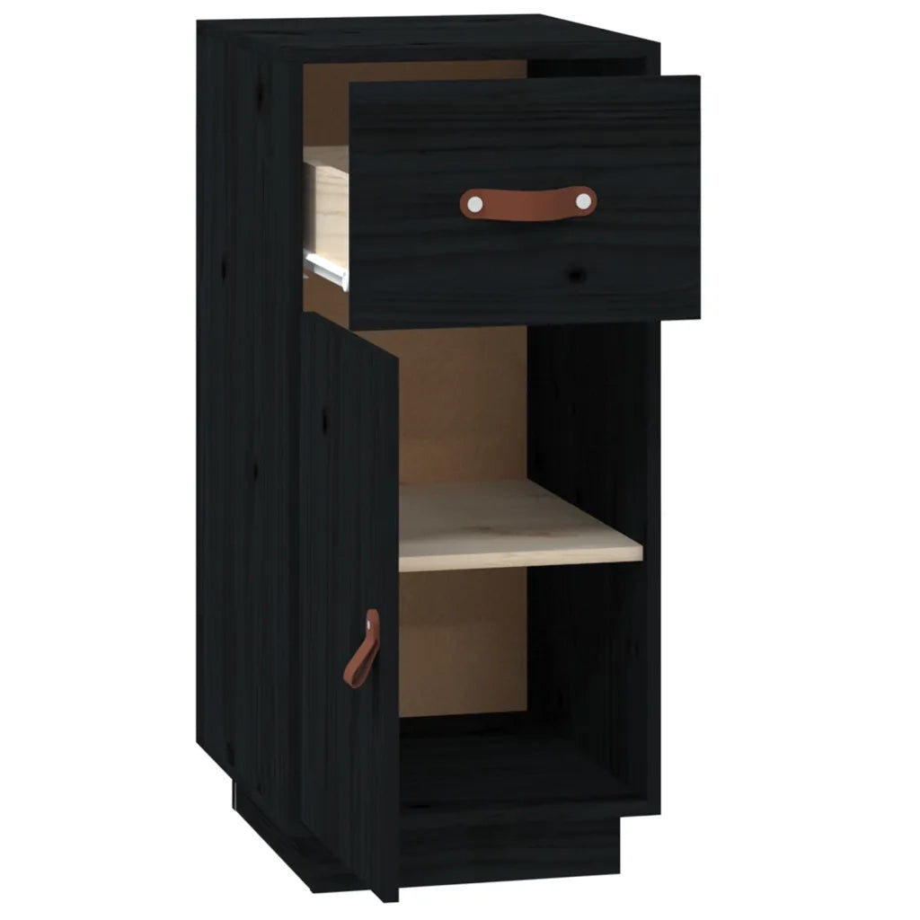 Credenza Nera 34x40x75 cm in Legno Massello di Pino cod mxl 15963