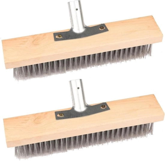 Due set di setole in acciaio inossidabile per spazzolare pavimenti e rimuovere erbacce - 30cm argento
