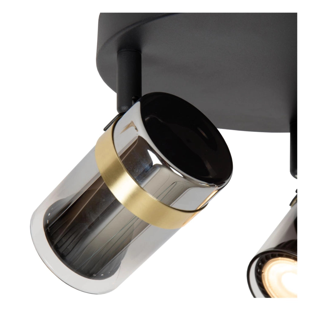 Plafoniera faretto 3xGU10 nero oro vetro fumé UPTON Lucide