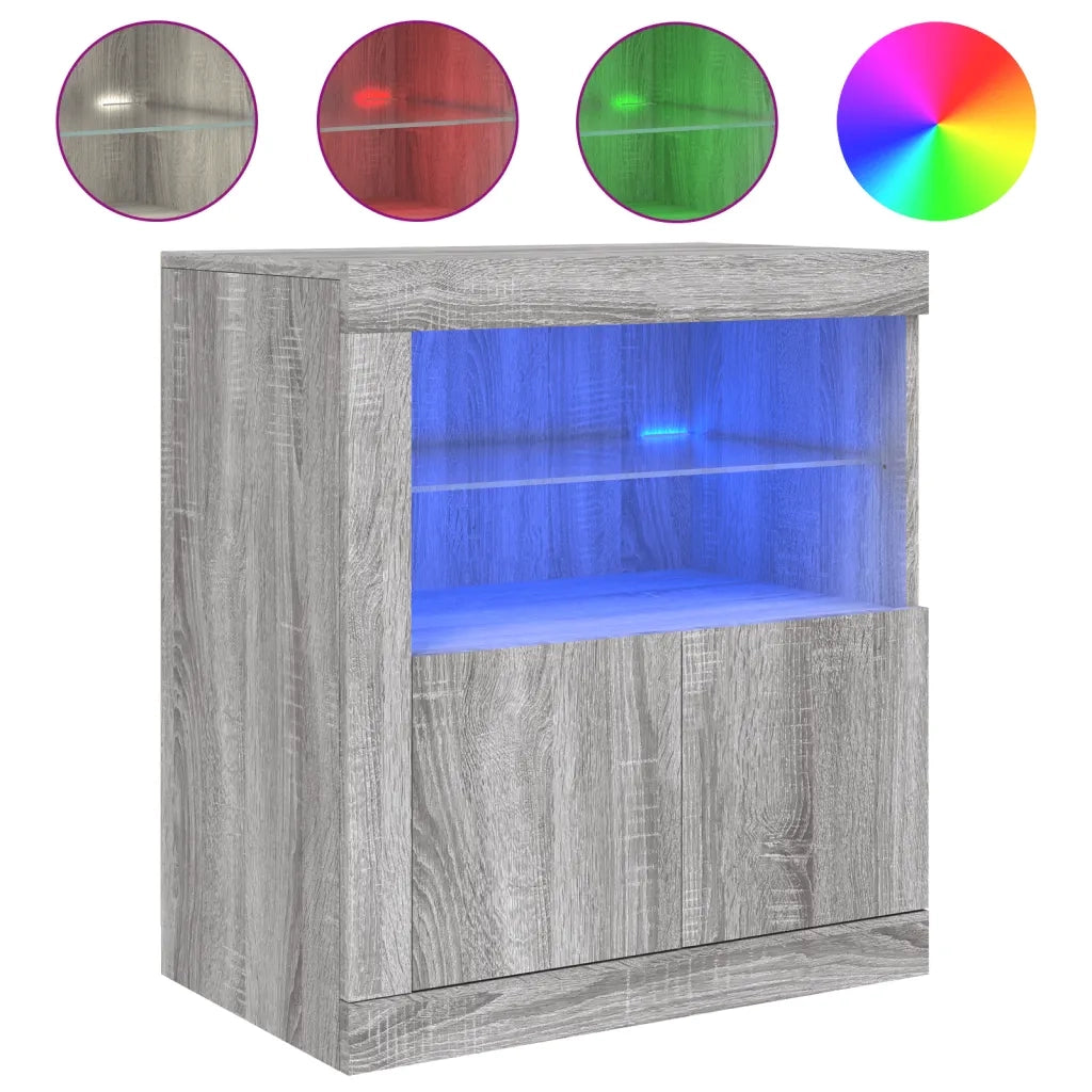 Credenza con Luci LED Grigio Sonoma 60,5x37x67 cm 836621