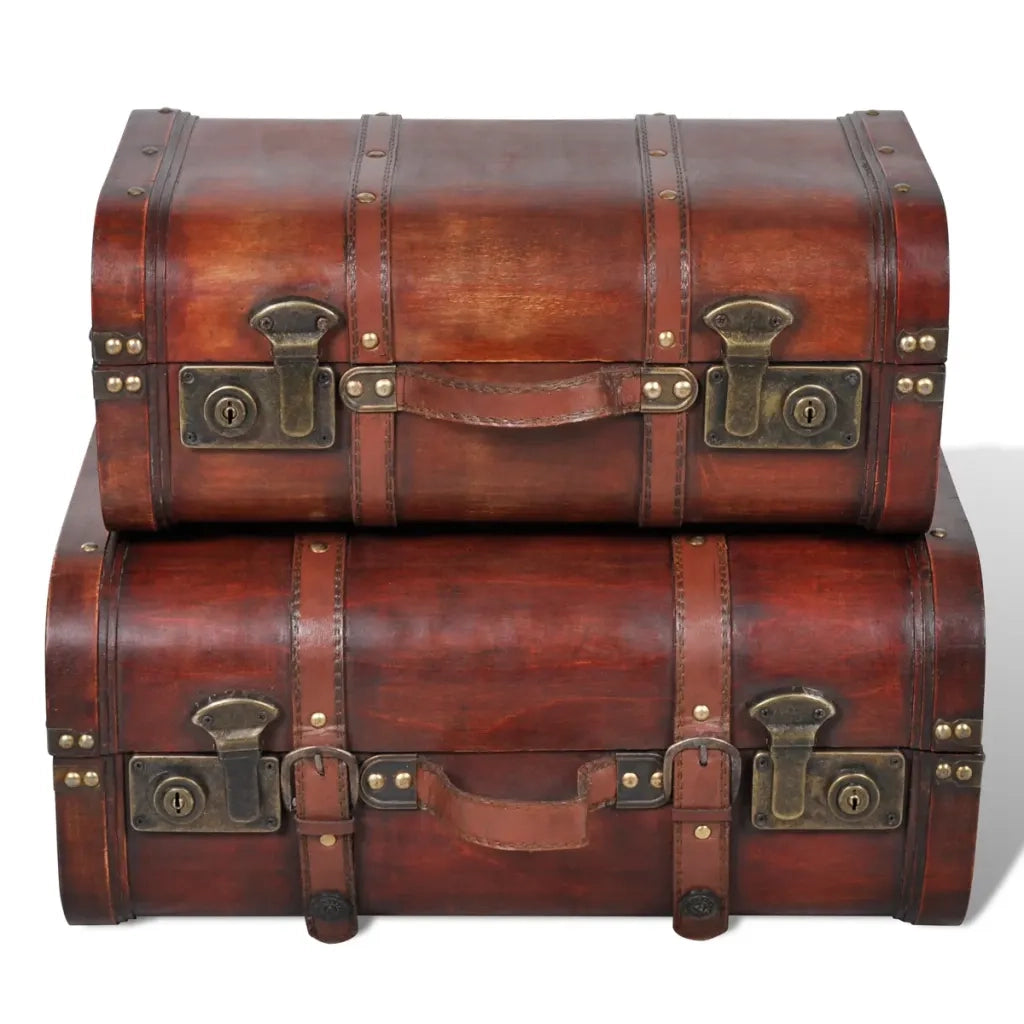 Baule del Tesoro in Legno 2 pz Vintage Marrone CFW2931000