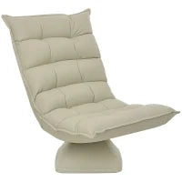 Poltrona Relax da Salotto, Design Imbottito con Schienale Regolabile, Girevole a 360°, Rivestimento in Lino, Beige