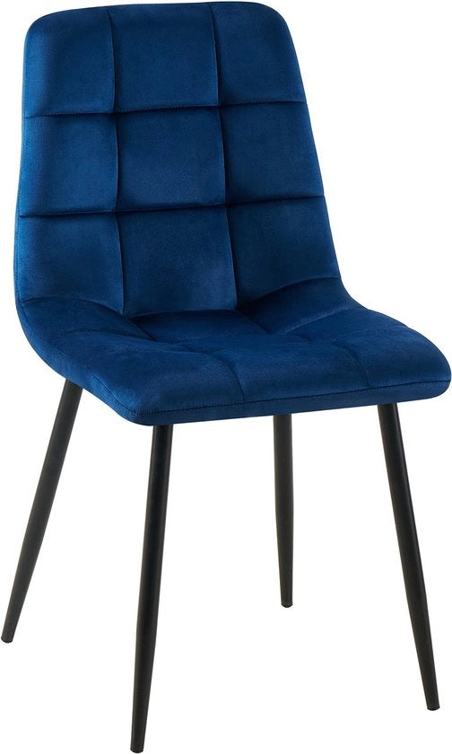 Sedia da Cucina Esterna Josiah - Blu - Tessuto - Alta Qualità Rivestimento - Sedia da Cucina in Velluto - Stile Moderno