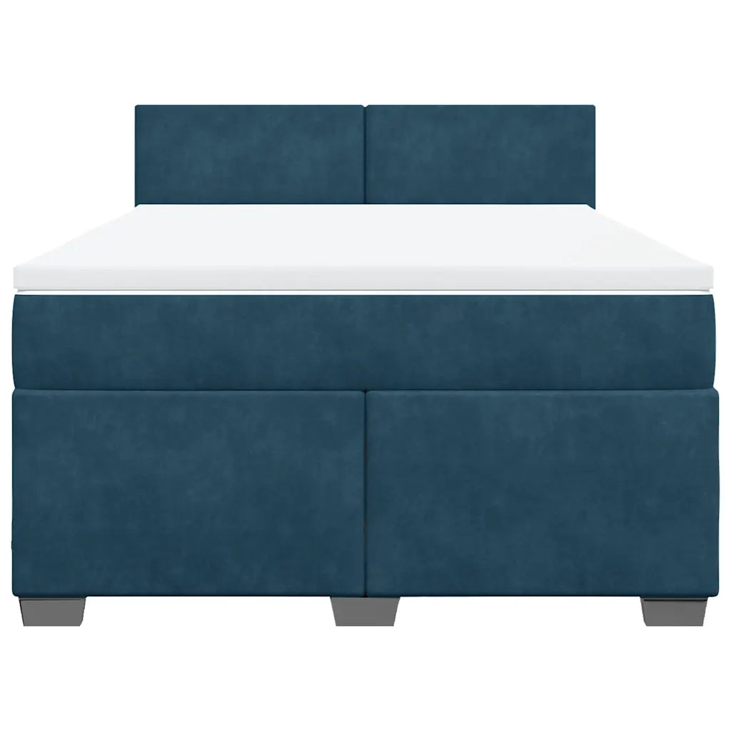 Giroletto a Molle con Materasso Blu 160x200 cm in Velluto