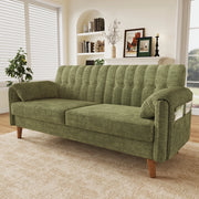 Divano 2 posti 161.5x79x83.5 cm con tasche laterali in ciniglia verde