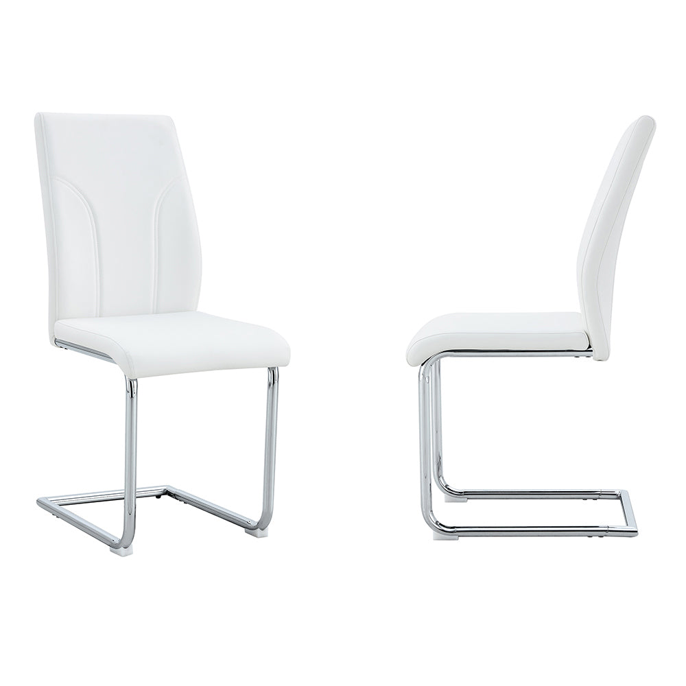 Set 2 sedie da pranzo - Xylo - PU bianco gambe argento