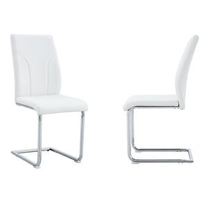 Set 2 sedie da pranzo - Xylo - PU bianco gambe argento