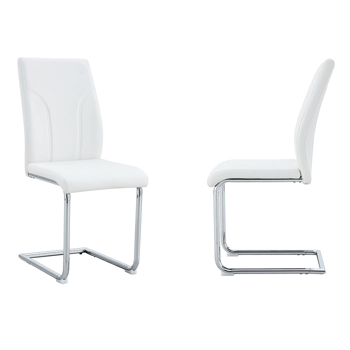 Set 2 sedie da pranzo - Xylo - PU bianco gambe argento