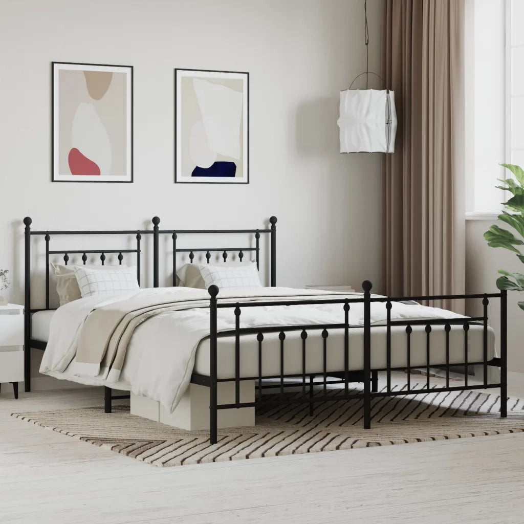 Giroletto senza Materaso con Pediera in Metallo Nero 180x200 cm 353559