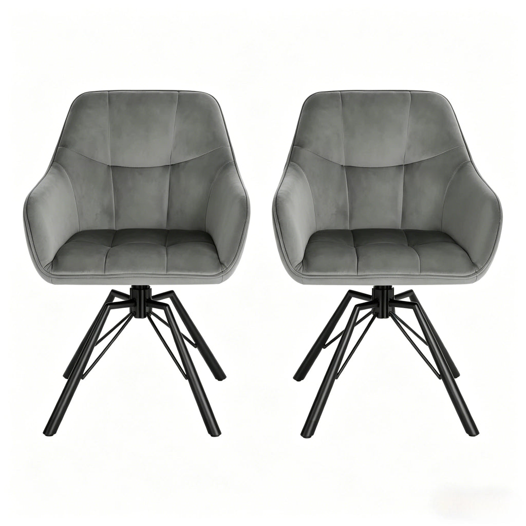 SEDIA GIREVOLE DA PRANZO 58,5 x 82,5 x 54,5 cm Velluto Grigio scuro Set da 2 pezzi