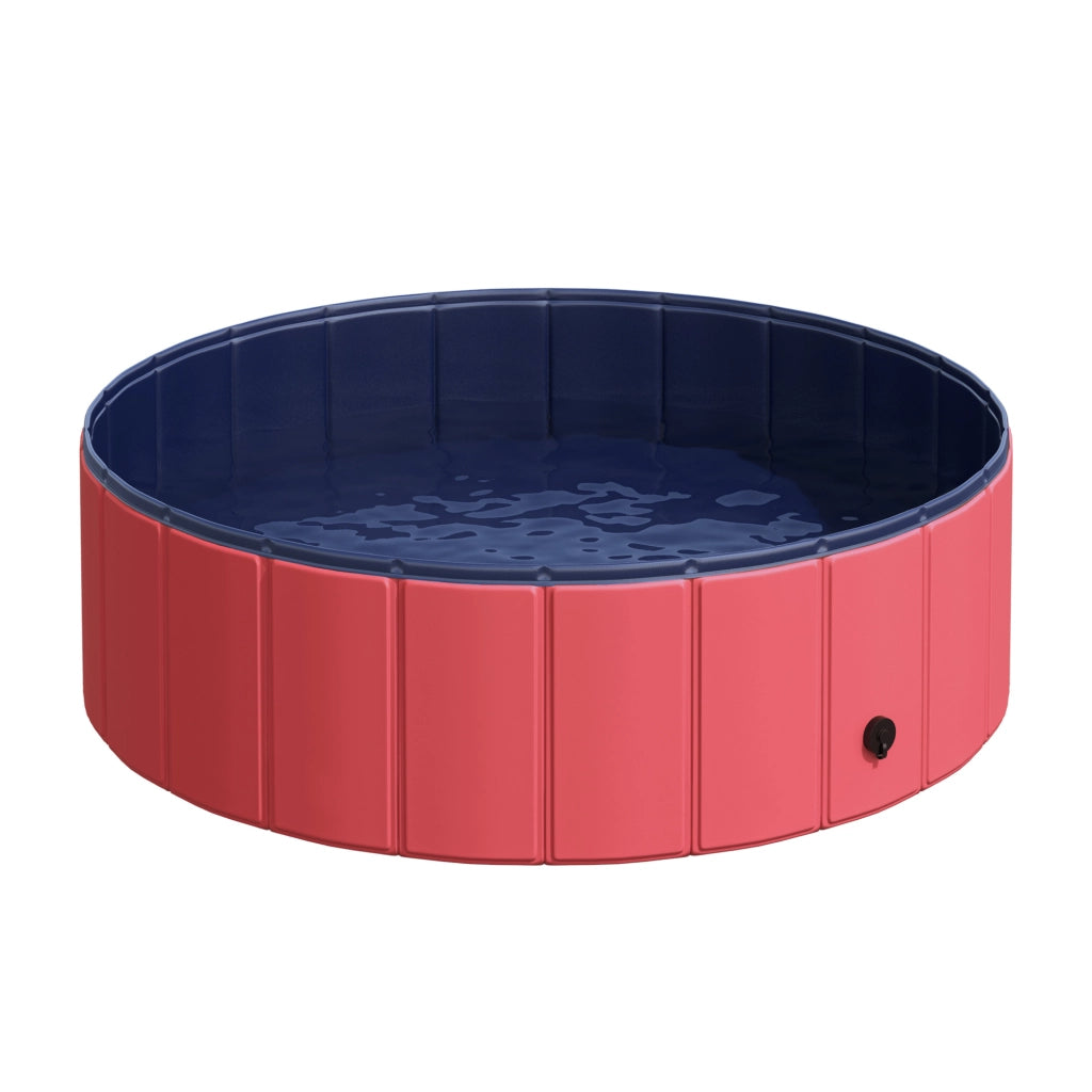 Vasca da bagno per cani e gatti pieghevole ¨C zephmum ¨C plastica e legno rosso ?100x30 cm
