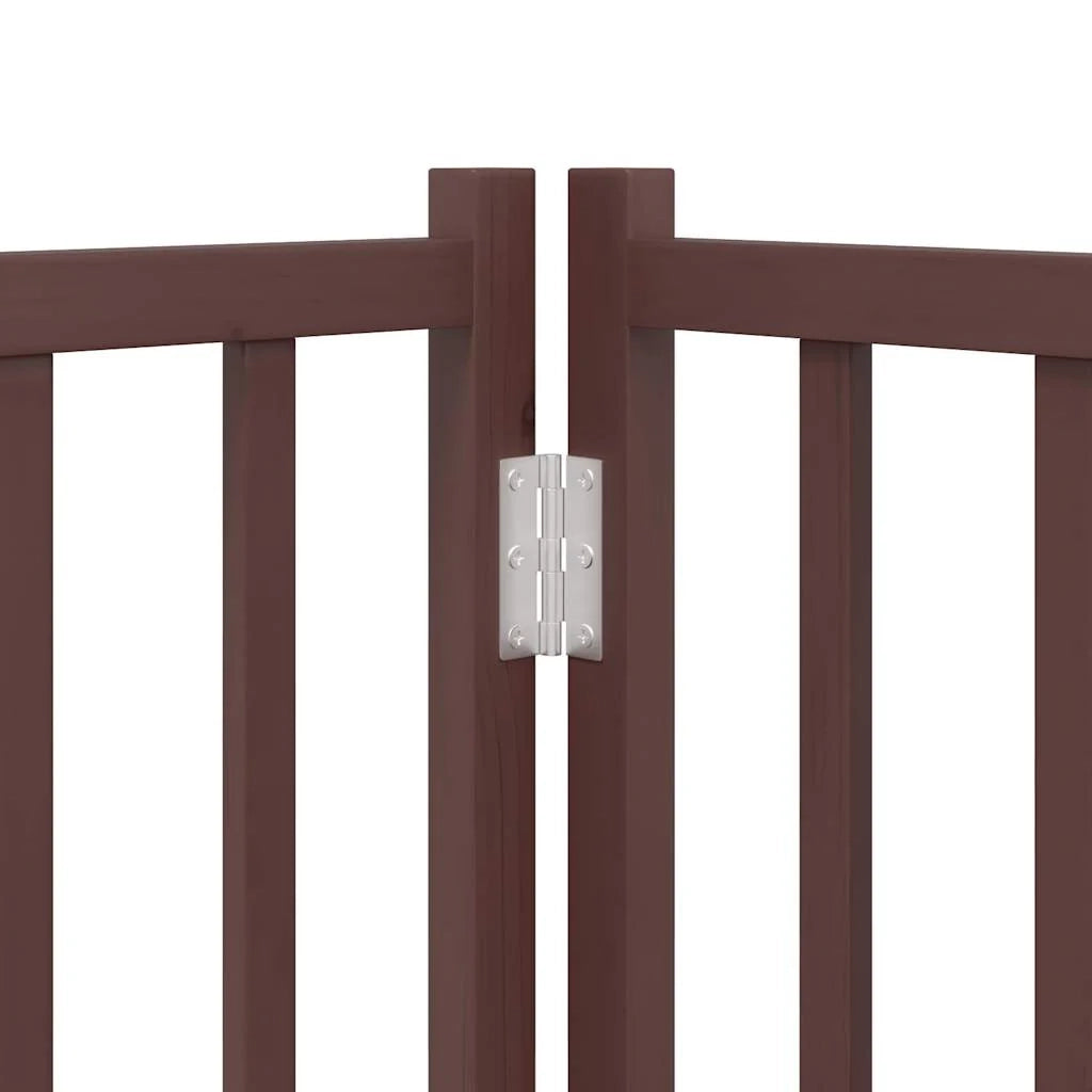 Cancelletto di sicurezza per cani con 4 pannelli in legno massello di abete marrone 02_0023308