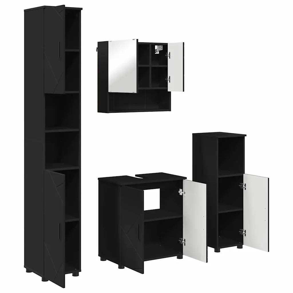Set di mobili per il bagno Montaggio a parete 4 pcs Nero 3392964