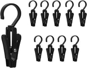 10 hanger con clip, clip per abbigliamento, ganci 360° rotativi, appendiabiti, calze, tende, asciugamani, bagno, armadio, cucina, ufficio - nero