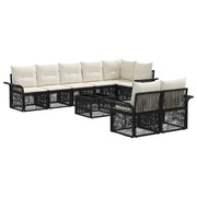 Set Divano da Giardino 9 pcs Nero polyrattan