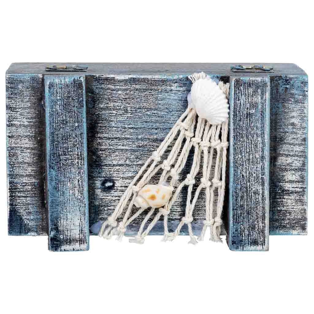 Scatola decorativa in legno blu 13x9x7h cm