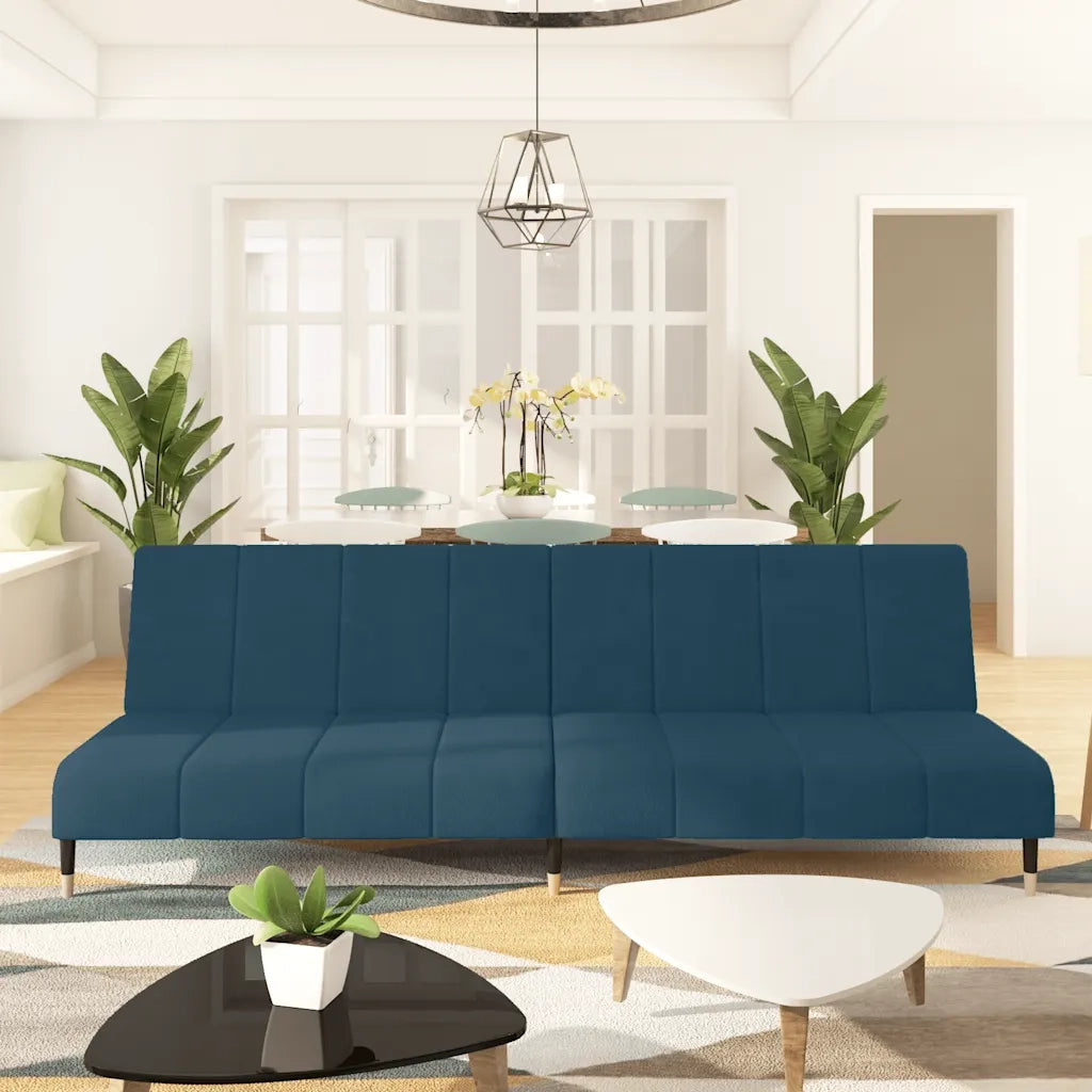 Divano Letto a 2 Posti-Sofa Letto 2 Posti-Daybed Blu in Velluto 440015
