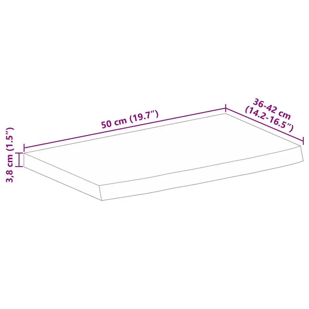 Piano Tavolo 50x40x3,8 cm Bordi Vivi Legno di Mango Grezzo 370391