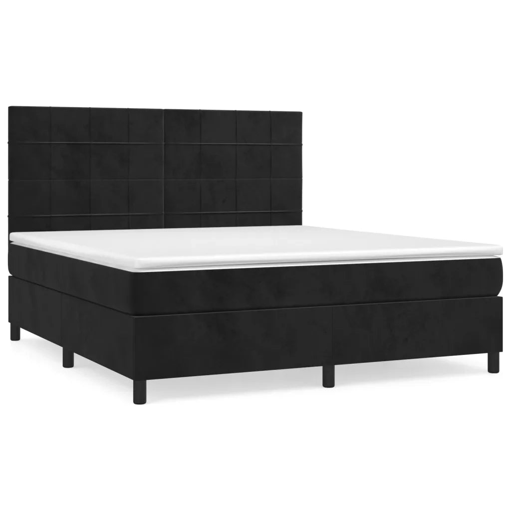 Giroletto a Molle con Materasso Nero 180x200 cm in Velluto 3143039