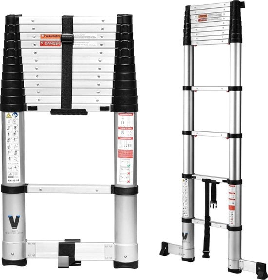 Scala Telescopica a 3,8 Metri - Ladder Telescopica Inclinabile - Ladder Telescopica - Raffreddo Soft - Pieghevole