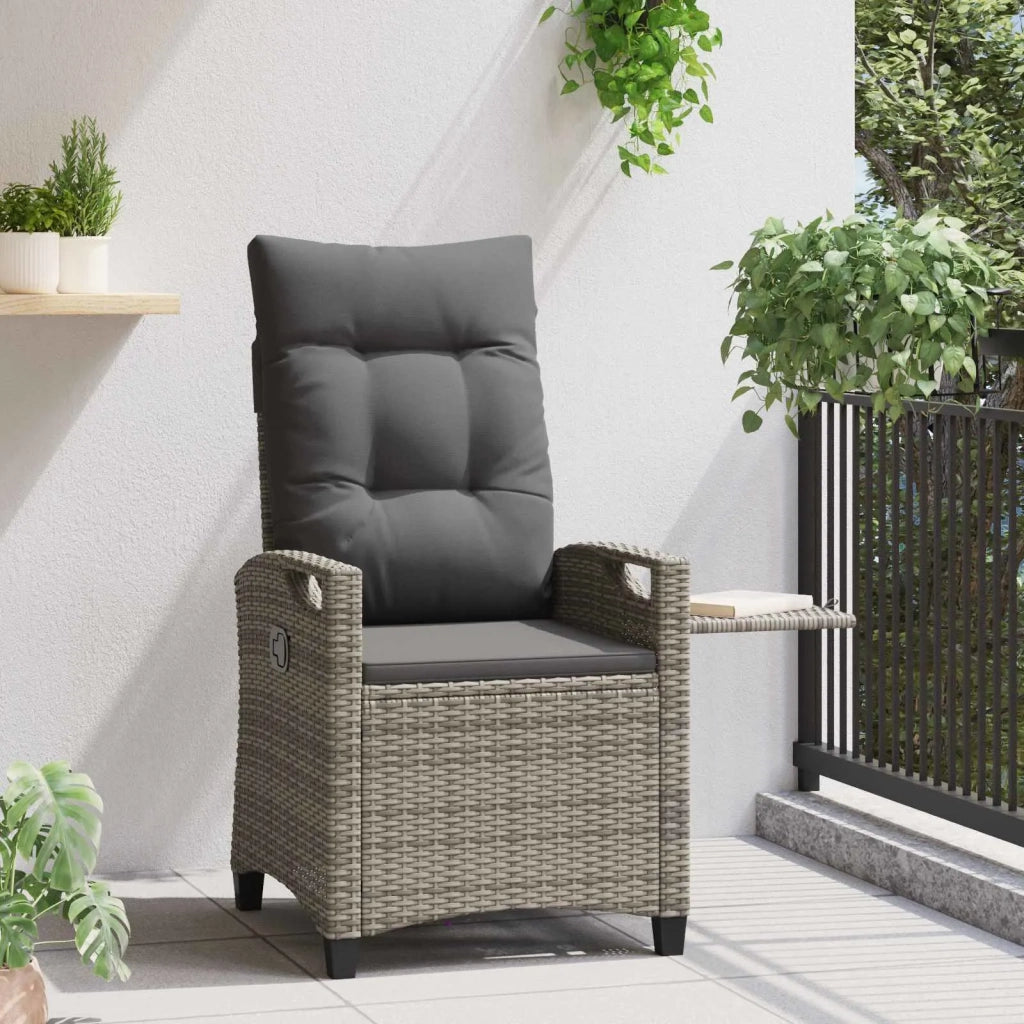 Sedia da giardino reclinabile Grigio e Grigio Scuro polyrattan