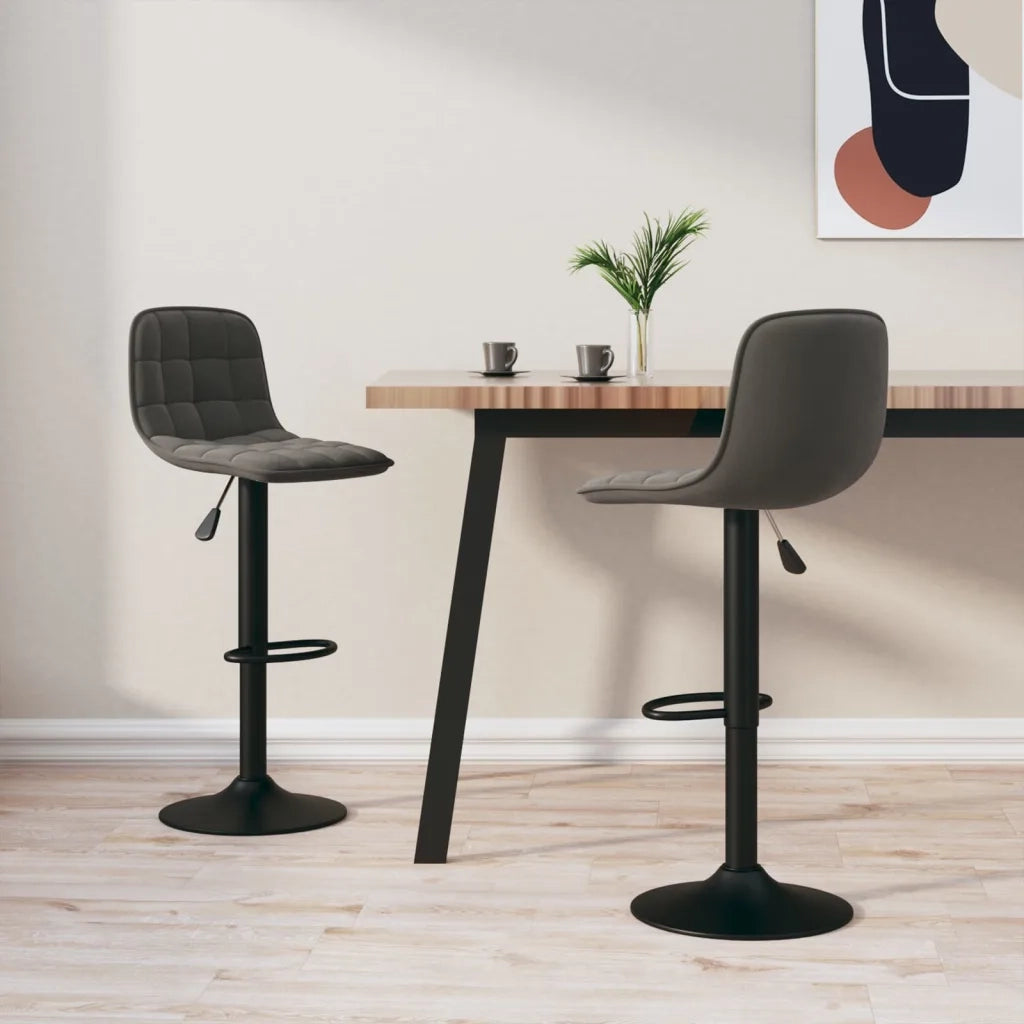 Sedie da Bar 2 pz Grigio Scuro in Velluto 333992