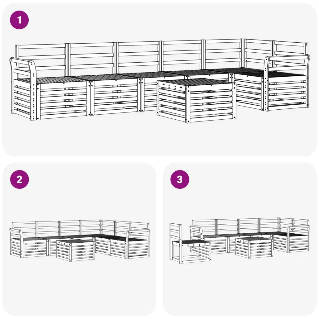 Set di divani da esterno 7 pcs Bianco 59 x 59 x 37 cm 3391954
