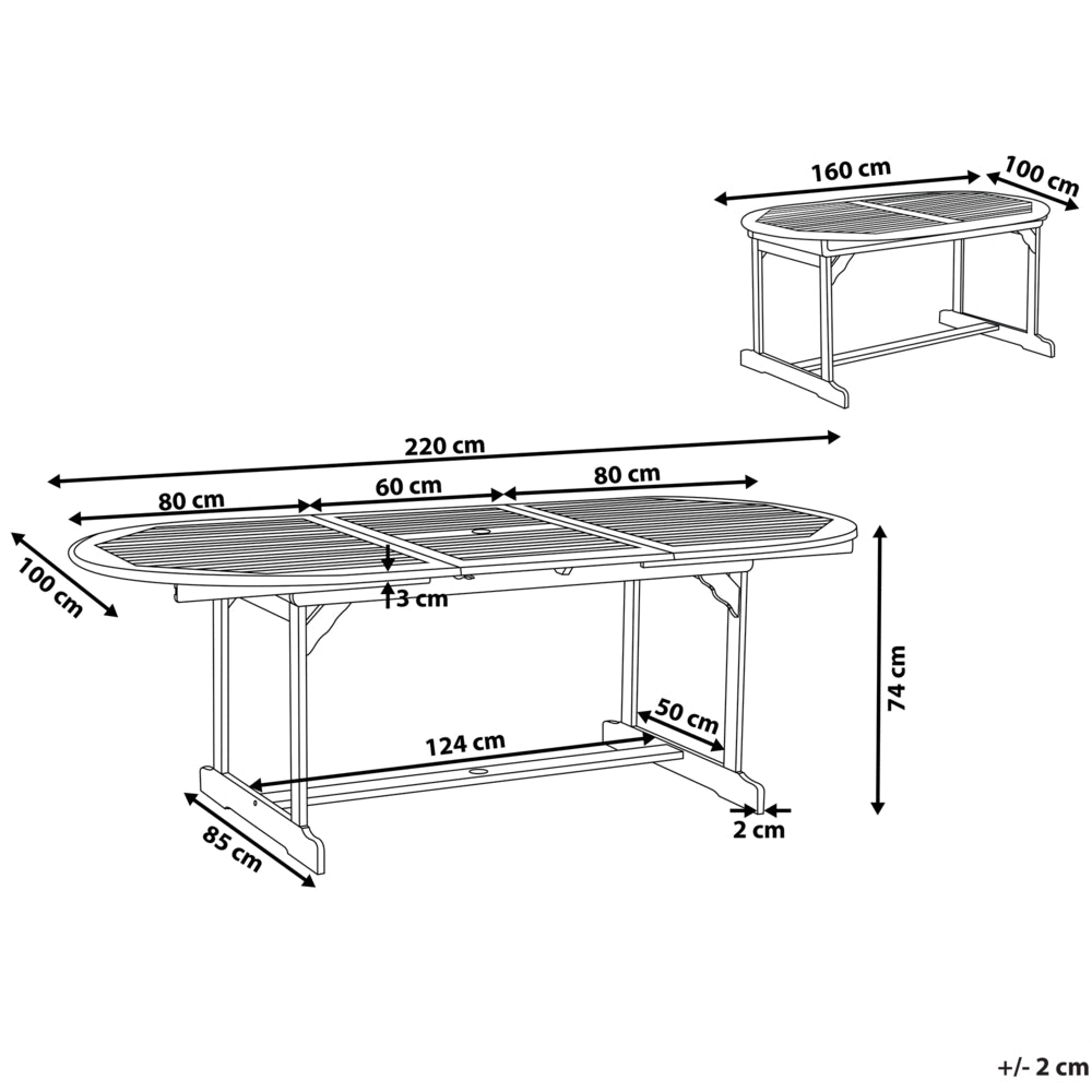 Tavolo da pranzo per esterni in legno di acacia leggero a 8 posti allungabile dal design rustico