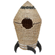 Cestino in vimini Razzo Cesto di giocattoli intrecciato in seagrass naturale Accessorio per la camera dei bambini