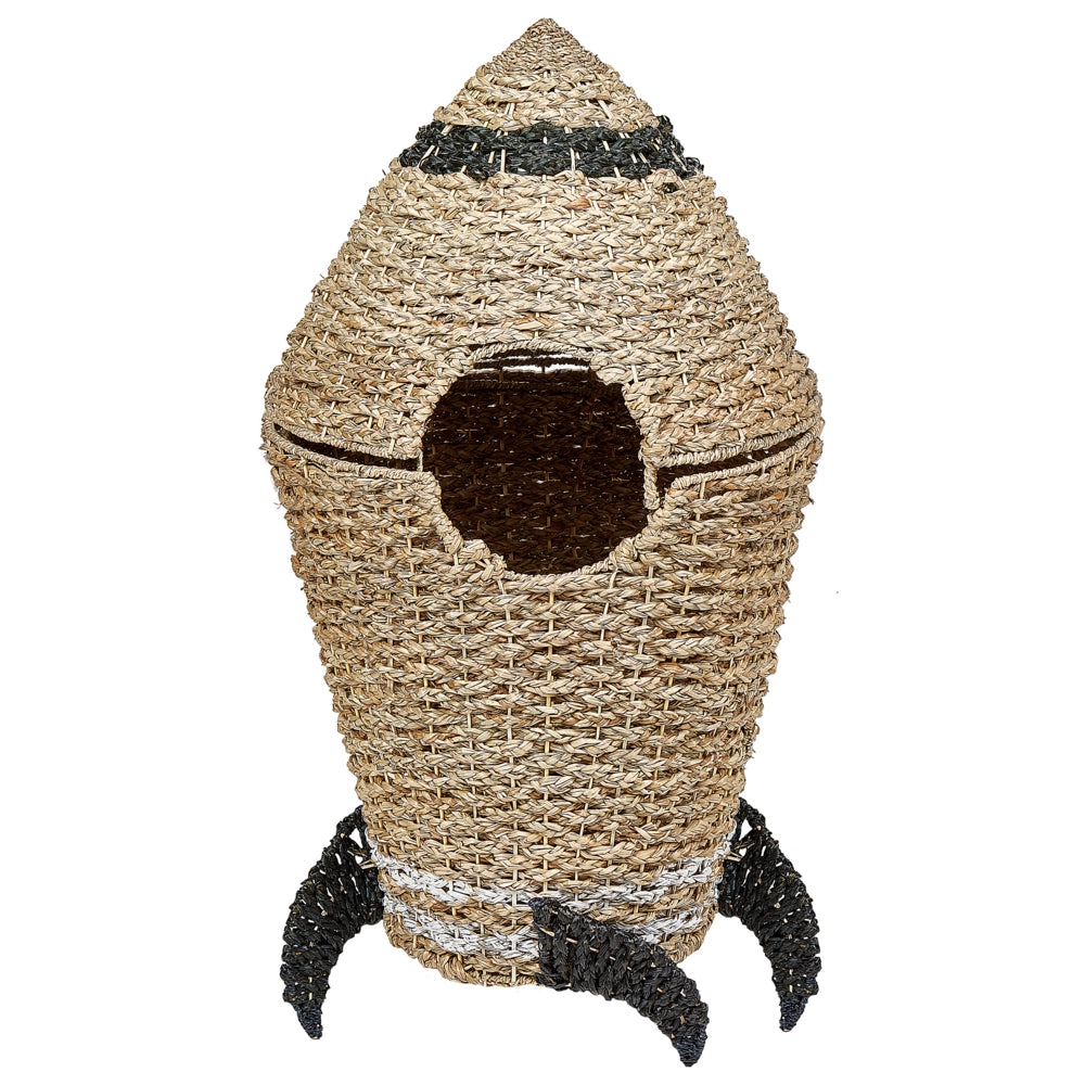 Cestino in vimini Razzo Cesto di giocattoli intrecciato in seagrass naturale Accessorio per la camera dei bambini