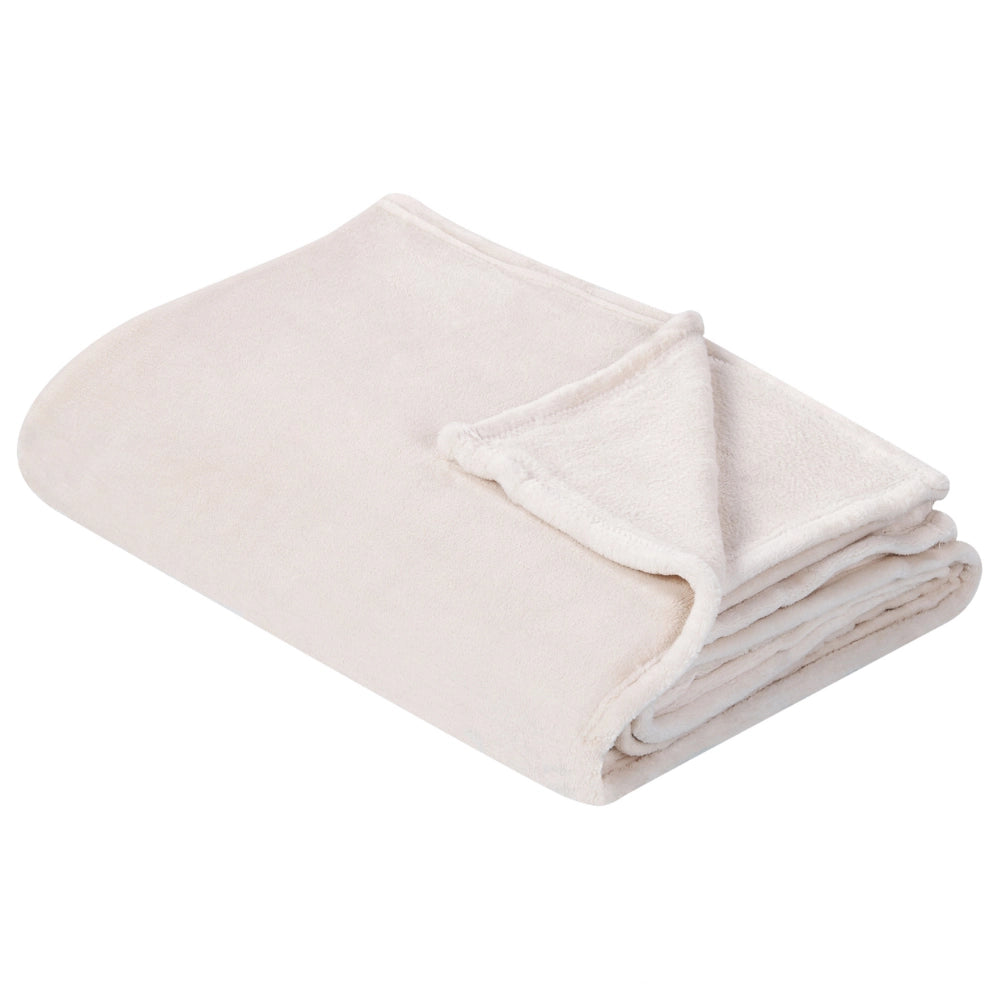 Coperta plaid in poliestere bianco sporco 200 x 220 cm morbido durevole letto divano soggiorno stile classico