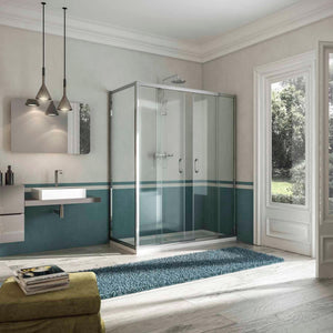 Box Doccia Angolare 90x180 cm 2 Ante Scorrevoli in Cristallo Opaco 6mm H185 Fosterberg Kolding Duo