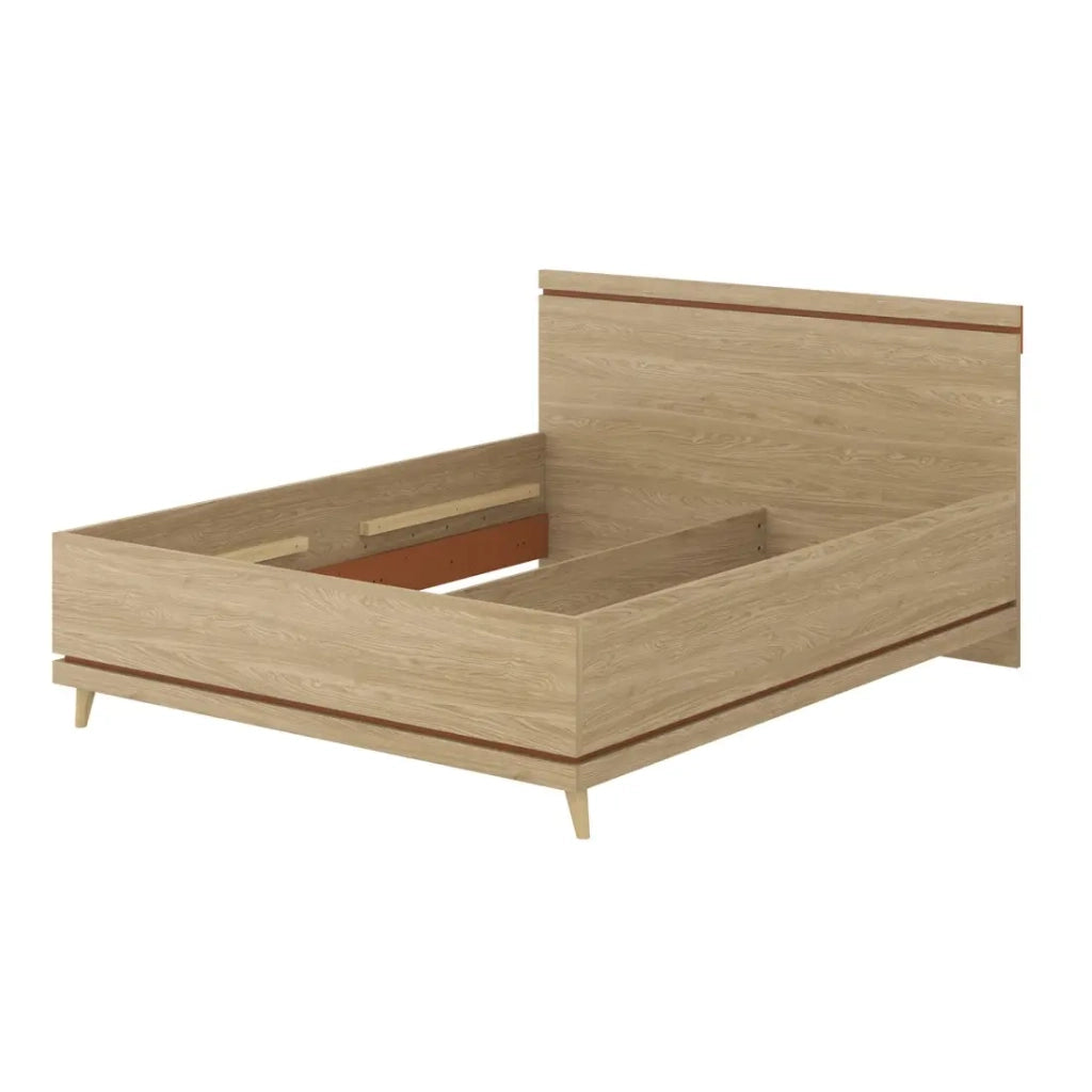 Letto NOKI – 160x200 cm rovere chiaro e moka – Stile scandinavo senza rete