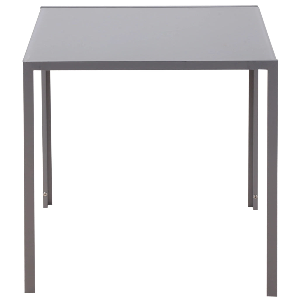 Tavolo da pranzo per 4 persone ¨C zephmum ¨C vetro temperato, metallo grigio, 75x75x75 cm