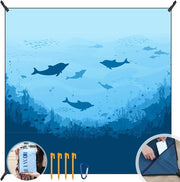 Striscia da spiaggia XXL senza sabbia - ombrellone da picnic impermeabile per vacanza in spiaggia - grande asciugamano per tenda - sacco a pelo da viaggio (300 x 290 cm)