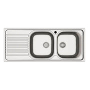 Lavello incasso cucina MP1162SX acciaio116x50 cm due vasche e gocciolatoio sinistro
