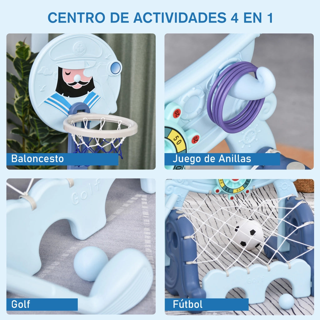 Centro Attivita' Multisportivo per Bambini con Supporto Regolabile ¨C zephmum ¨C 58x56x154 cm Blu